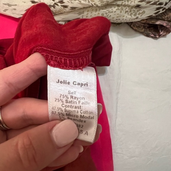 Pj Harlow Red Satin Jolie Capri Pajama Pant - Picture 4 of 4